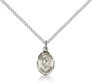 Sterling Silver St. Dunstan Pendant, SS Lite Curb Chain, Small Size Catholic Medal, 1/2" x 1/4" Sterling Silver St. Dunstan Pendant, SS Lite Curb Chain, Small Size Catholic Medal, 1/2" x 1/4"