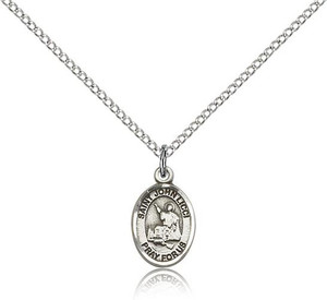 Sterling Silver St. John Licci Pendant, SS Lite Curb Chain, Small Size Catholic Medal, 1/2" x 1/4" Sterling Silver St. John Licci Pendant, SS Lite Curb Chain, Small Size Catholic Medal, 1/2" x 1/4"