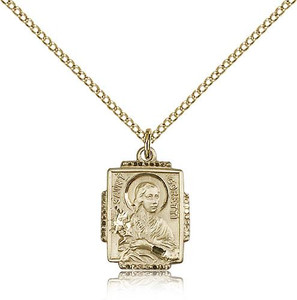 Gold Filled St. Maria Goretti Pendant, Gold Filled Lite Curb Chain, 3/4" x 1/2" Gold Filled St. Maria Goretti Pendant, Gold Filled Lite Curb Chain, 3/4" x 1/2"