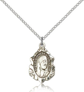 Sterling Silver Blessed Teresa of Calcutta Pendant, Lite Curb Chain, 3/4" x 1/2" Sterling Silver Blessed Teresa of Calcutta Pendant, Lite Curb Chain, 3/4" x 1/2"