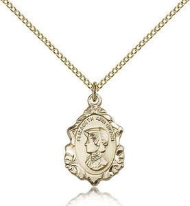 Gold Filled St. Elizabeth Ann Seton Pendant, Gold Filled Lite Curb Chain, 3/4" x 1/2" Gold Filled St. Elizabeth Ann Seton Pendant, Gold Filled Lite Curb Chain, 3/4" x 1/2"