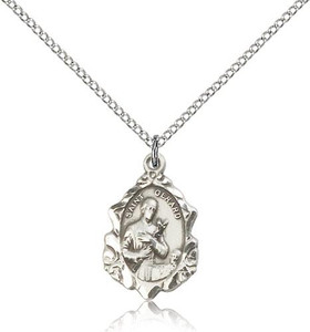 Sterling Silver St. Gerard Pendant, Lite Curb Chain, 3/4" x 1/2" Sterling Silver St. Gerard Pendant, Lite Curb Chain, 3/4" x 1/2"
