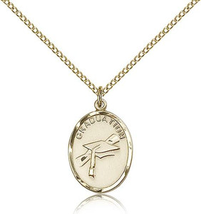 Gold Filled Graduation Pendant, Gold Filled Lite Curb Chain, 3/4" x 1/2"