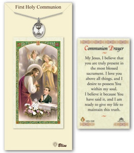 First Holy Communion Boy Pewter Medal with Card PC0876PW First Holy Communion Boy Pewter Medal with Card PC0876PW