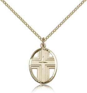 Gold Filled Cross Pendant, Gold Filled Lite Curb Chain, 3/4" x 1/2" Gold Filled Cross Pendant, Gold Filled Lite Curb Chain, 3/4" x 1/2"