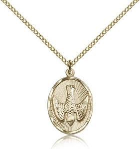 Gold Filled Holy Spirit Pendant, Gold Filled Lite Curb Chain, 3/4" x 1/2" Gold Filled Holy Spirit Pendant, Gold Filled Lite Curb Chain, 3/4" x 1/2"