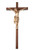 34" Walnut Crucifix, 16" Metal Image, Antique Gold Finish