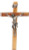 8" Beveled Edge Olive Wood Crucifix, 3.5" Antique Pewter Finish Corpus