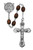 Four Way Brown Wood Oval and Sterling Silver Rosary