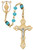 6mm Gold Plated Aqua Bead Rosary R710HF