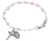 5 1/2" Rose Crystal Baby Bracelet with Sterling Silver Crucifix BR121
