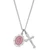 Sterling Silver Budded Cross and Pink Miraculous Medal Set on 16-18" Chain LD107