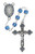 7mm Blue Glass Capped Rosary with Jeweled Pewter Crucifix R607DF