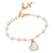 Gold Plated 5mm Pearl Rosary Bracelet with White Epoxy Heart BR103W