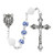 Blue Ceramic Flower Bead Rosary with Miraculous Center R767WM