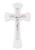 7" White Wood Wall Cross with Pink Epoxy Crucifix 73-81