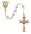 3mm Pink Pearl Glass Rosary with Gold Plated Crucifix 201H-PKG