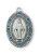 Sterling Silver Miraculous Medal with Blue Stones on 18" Chain L581