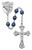 7mm Blue Metallic Glass Rosary with Head of Christ Center R280RF