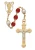 8mm Red and Pearl Capped Bead Rosary with Gold Plated Crucifix 452HF