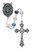 Multi Blue Crystal Sun-Cut Bead Rosary with Blue Enamel Center R507SF