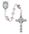 8mm Pink Crystal Miraculous Rosary with Sterling Silver Center and Crucifix R905LF