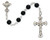 5mm Black Glass First Communion Rosary with Rhodium Crucifix C15RB
