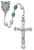 Oval Blue Swirl Glass Bead Rosary R717F