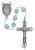 8mm Light Blue Cat's Eye Rosary with Crystal Accents R1022F