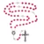 Pink and Crystal Capped Bead Rosary with Sterling Silver Crucifix and Center XT112