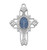Rhodium over Pewter Blue Epoxy Miraculous Cross on 20" Chain RC678E