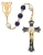 8mm Gold Tone Blue and Pearl Glass Miraculous Rosary R558HF