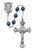 7mm Dark Blue Bead Rosary with Sterling Silver Crucifix and Center 593LF