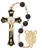 7mm Black Glass Rosary with Holy Mass Crucifix R559HF