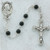 5mm Black Glass First Communion Rosary with Rhodium Crucifix C16RB