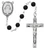 Black Onyx-Colored Miraculous Rosary with Sterling Silver Crucifix and Center R883LF