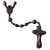 8mm Oval Dark Jujube Wood Rosary with Tau Crucifix, R3855