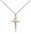 Two-Tone GF/SS Crucifix Pendant, Lite Curb Chain, 7/8" x 1/2"
