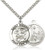 Sterling Silver St. Michael the Archangel Pendant, Stainless Silver Heavy Curb Chain, 1" x 7/8"