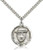 Sterling Silver Blessed Damian of Molokai Pendant, Stainless Silver Heavy Curb Chain, 7/8" x 3/4"