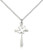 Sterling Silver Cross / Holy Spirit Pendant, Lite Curb Chain, 7/8" x 1/2"