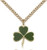 Gold Filled Shamrock Pendant, Stainless Gold Heavy Curb Chain, 3/4" x 3/4"