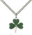 Sterling Silver Shamrock Pendant, Stainless Silver Heavy Curb Chain, 3/4" x 3/4" Sterling Silver Shamrock Pendant, Stainless Silver Heavy Curb Chain, 3/4" x 3/4"