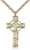 Gold Filled Celtic Cross Pendant, Stainless Gold Heavy Curb Chain, 1 5/8" x 7/8"