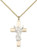 Two-Tone SS/GF Cross Pendant, sterling silver Lite Curb Chain, 1 1/8" x 5/8"