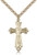 Gold Filled Mosaic Cross Pendant, Stainless Gold Heavy Curb Chain, 1 3/8" x 7/8" Gold Filled Mosaic Cross Pendant, Stainless Gold Heavy Curb Chain, 1 3/8" x 7/8"