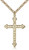 Gold Filled Cross Pendant, Stainless Gold Heavy Curb Chain, 1 5/8" x 1"