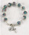 Light Blue Crystal Rosary Miraculous Medal Bracelet 108-16-5011