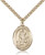 Gold Filled St. Hubert of Liege Pendant, Stainless Gold Heavy Curb Chain, Large Size Catholic Medal, 1" x 3/4"