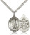 Sterling Silver Guardian Angel / Emt Pendant, Stainless Silver Heavy Curb Chain, Large Size Catholic Medal, 1" x 3/4"